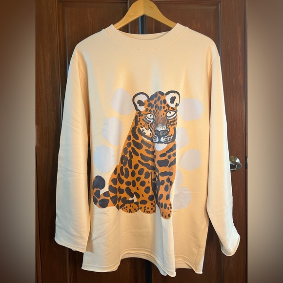 Marimekko Sweater Hiirenvirna Kaksoset Tiger Off White Brown Gray Size M - Picture 3 of 15